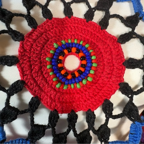 Vintage Crochet Knit Sweater Women’s L Hippie Festival Beaded Long Sleeve - Picture 5 of 7